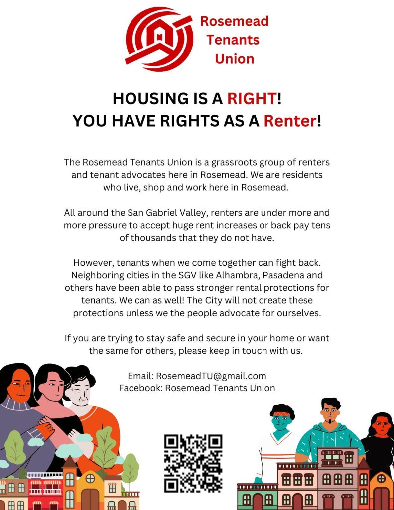 Rosemead Tenant Union flyer.